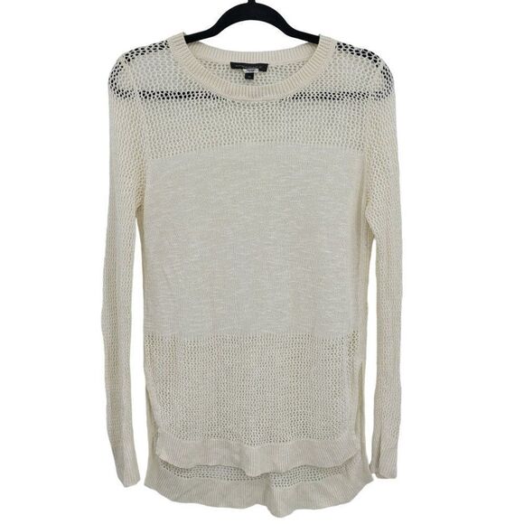 Banana Republic Coverup Top M White Open See Through Knit Side Slit Tunic Beach - Picture 3 of 10